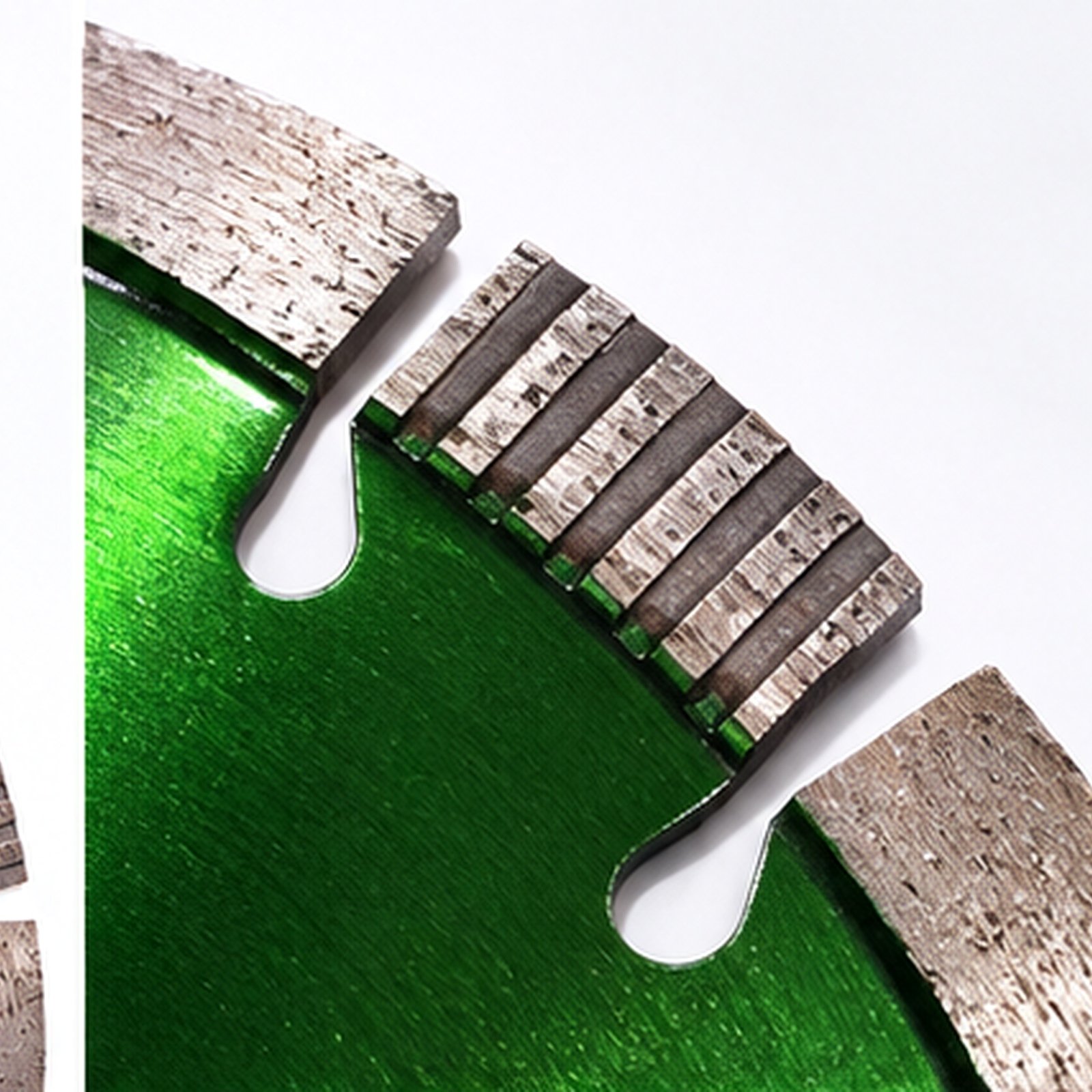 Green coated diamond saw blade segment detail