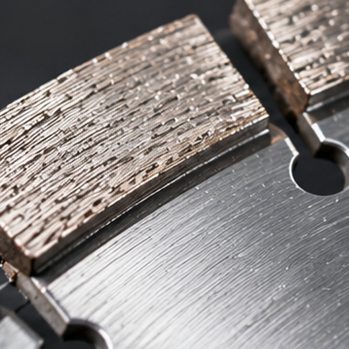 Cured concrete diamond saw blade welding detail