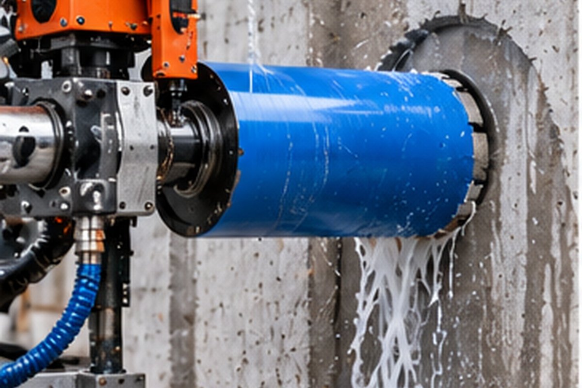 Diamond core drill bit wet drilling concrete wall