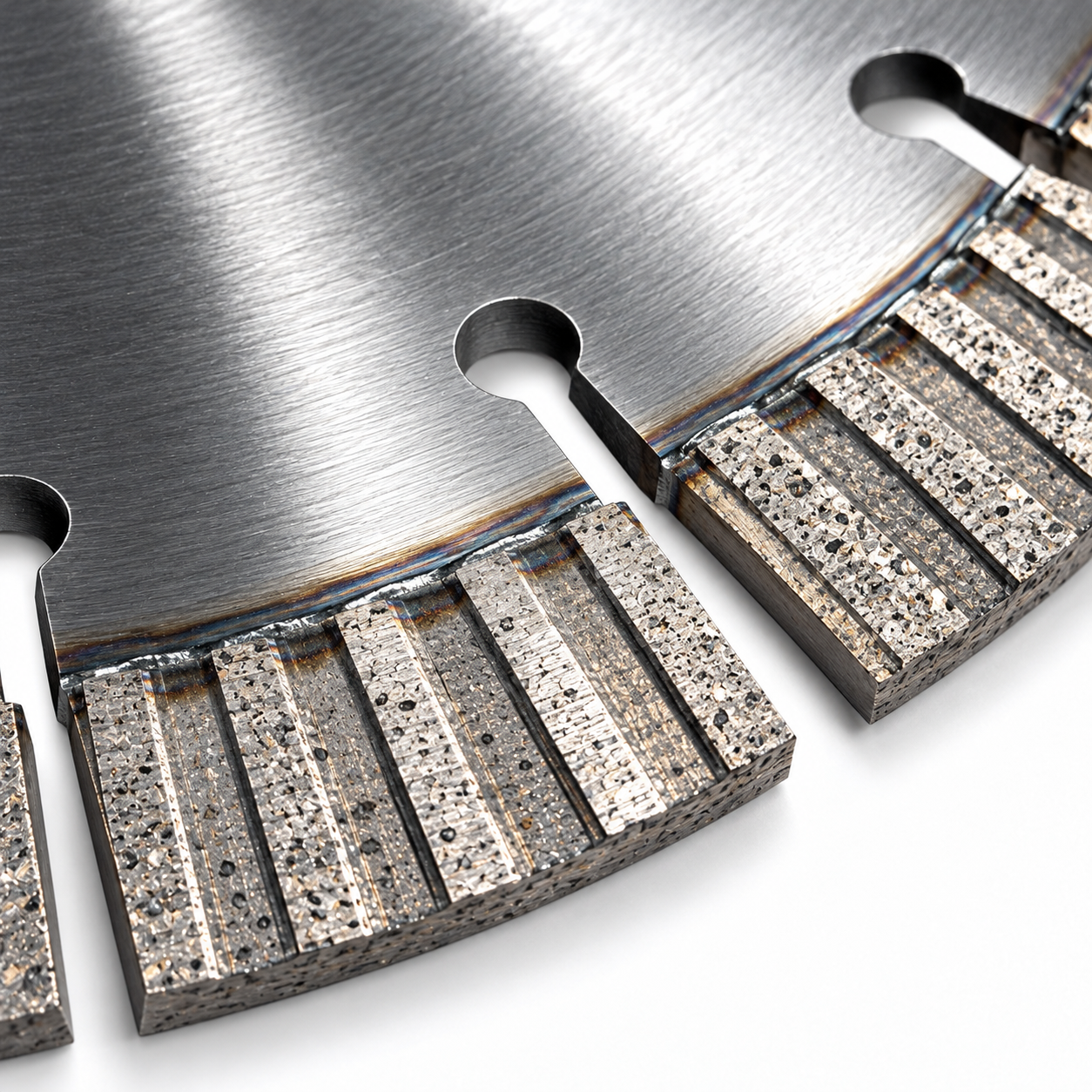 Industrial diamond saw blade segment welding detail
