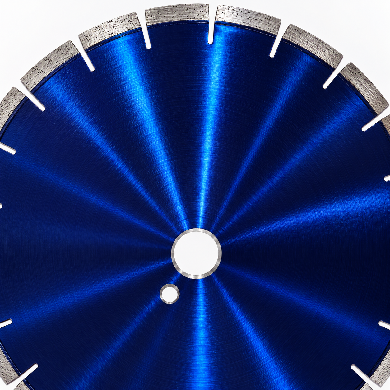 Blue coated diamond saw blade segment and slot detail